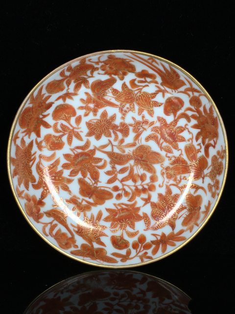 古玩陶瓷【精品】道光描金花鳥紋廣彩盤拍賣,當前價格1500元