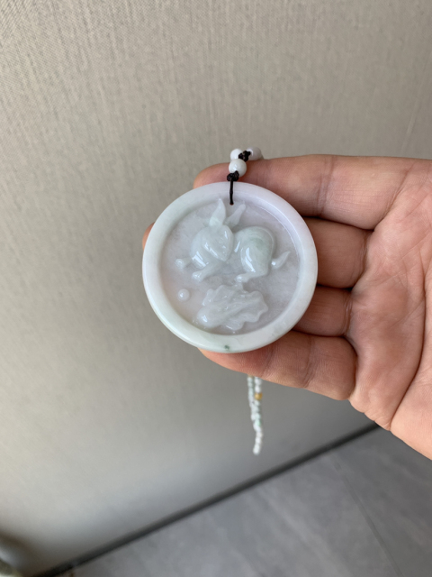 古玩玉器翡翠玉兔牌拍賣,當(dāng)前價格580元