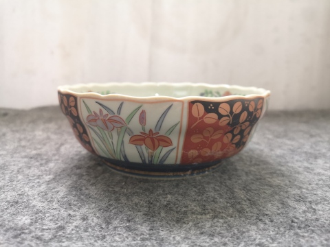 古玩陶瓷青花加彩花卉紋碗拍賣,當前價格135元