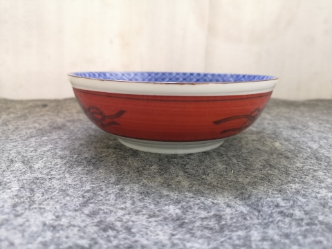 古玩陶瓷內青花花卉紋外紅釉碗拍賣,當前價格100元