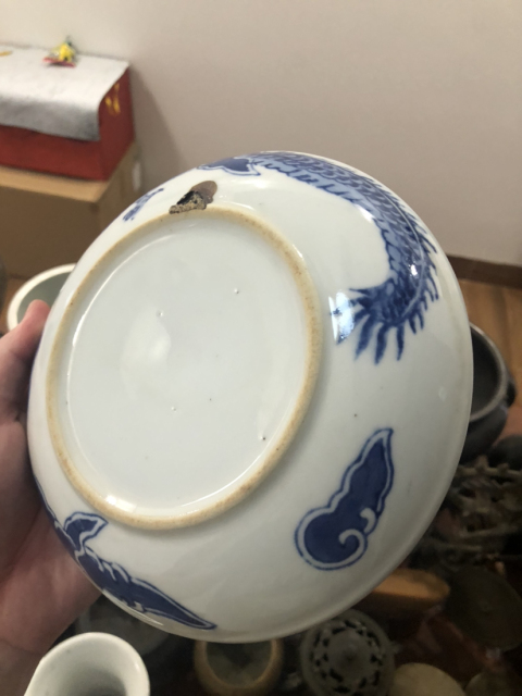 古玩陶瓷過墻龍紋青花盤拍賣，當前價格255元