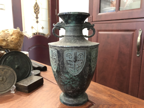 古玩雜項饕餮紋銅瓶拍賣，當前價格1288元