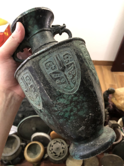 古玩雜項饕餮紋銅瓶拍賣，當前價格1288元