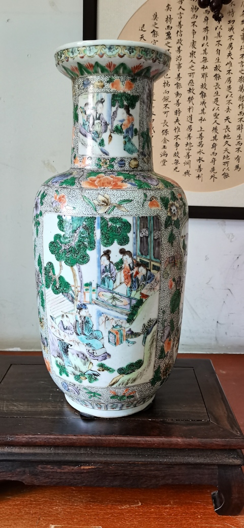 古玩陶瓷咸豐五彩人物故事紋棒槌瓶拍賣，當前價格40000元