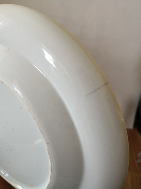 古玩陶瓷【清倉大處理】乾隆樓臺亭閣山水紋青花盤拍賣,當前價格1588元