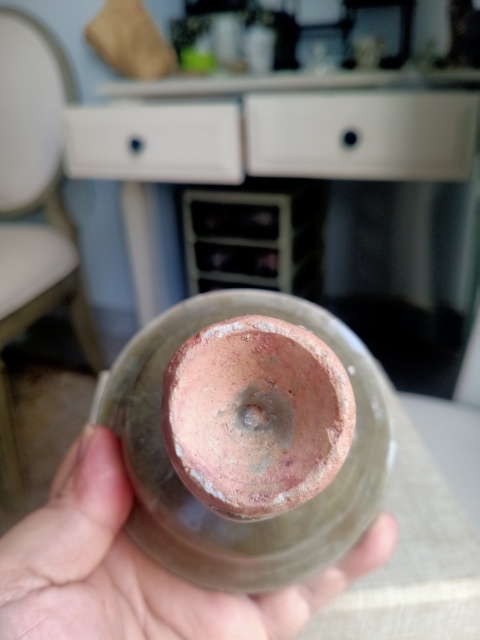 古玩陶瓷元末明初·青釉高足杯真品鑒賞圖