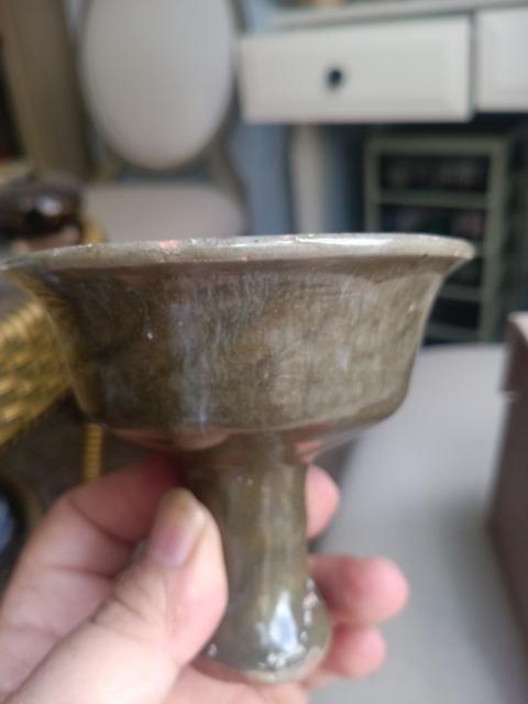 古玩陶瓷元末明初·青釉高足杯真品鑒賞圖