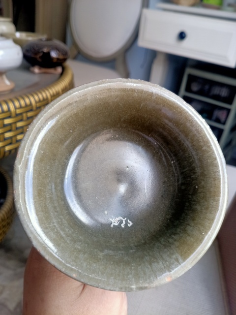 古玩陶瓷元末明初·青釉高足杯真品鑒賞圖
