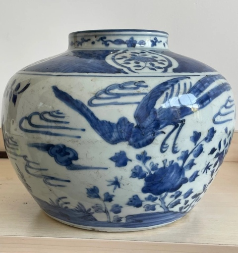 古玩陶瓷晚明花鳥紋青花罐拍賣,當(dāng)前價(jià)格88800元