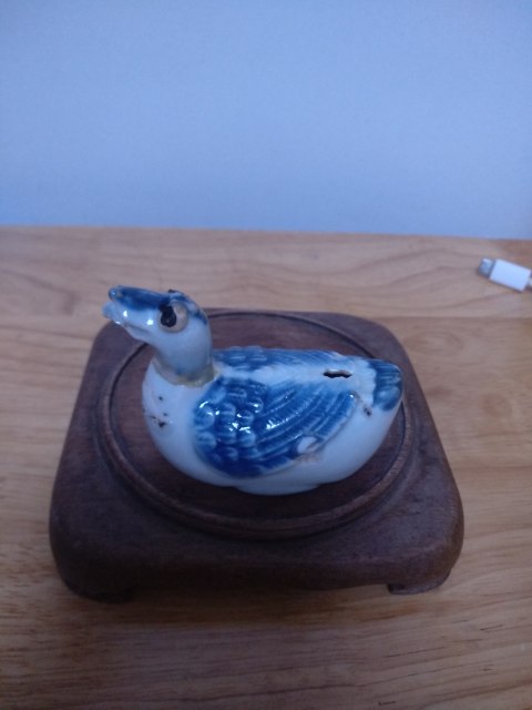 古玩陶瓷平臺保真明.青花蘆雁水滴拍賣，當前價格777元