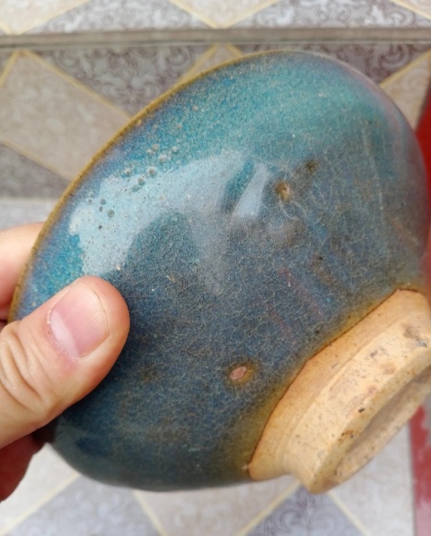 古玩陶瓷鈞瓷天藍釉斂口碗拍賣,當前價格5800元