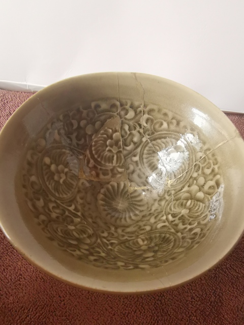 古玩陶瓷北宋,耀州窯團菊紋斗笠盞拍賣,當前價格3333元