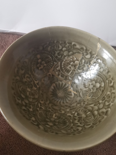 古玩陶瓷北宋,耀州窯團菊紋斗笠盞拍賣,當前價格3333元