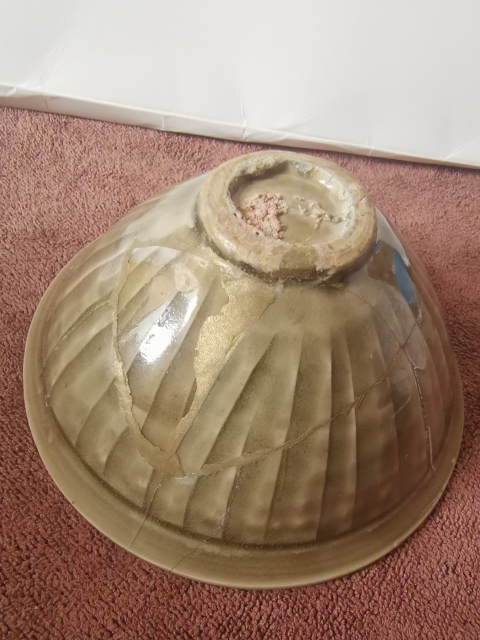 古玩陶瓷北宋,耀州窯團菊紋斗笠盞拍賣,當前價格3333元