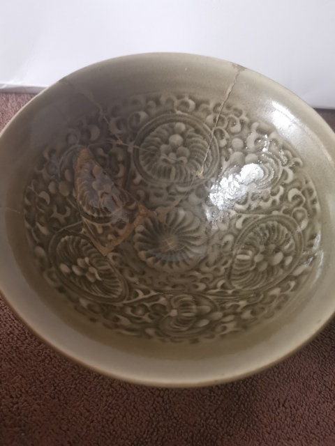 古玩陶瓷北宋,耀州窯團菊紋斗笠盞拍賣,當前價格3333元