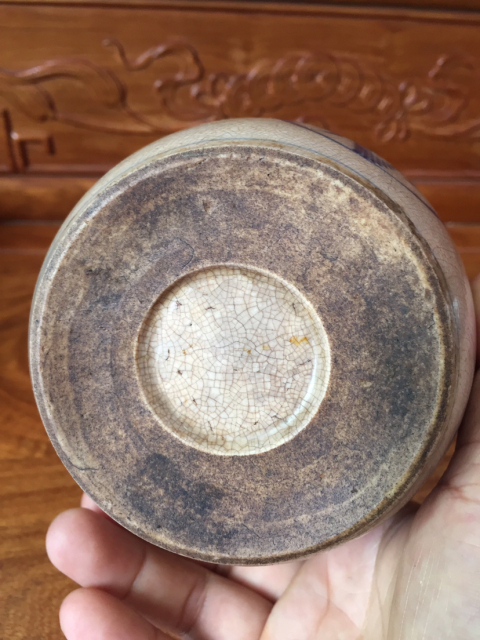 古玩陶瓷哥釉團鶴紋青花缸拍賣，當前價格888元