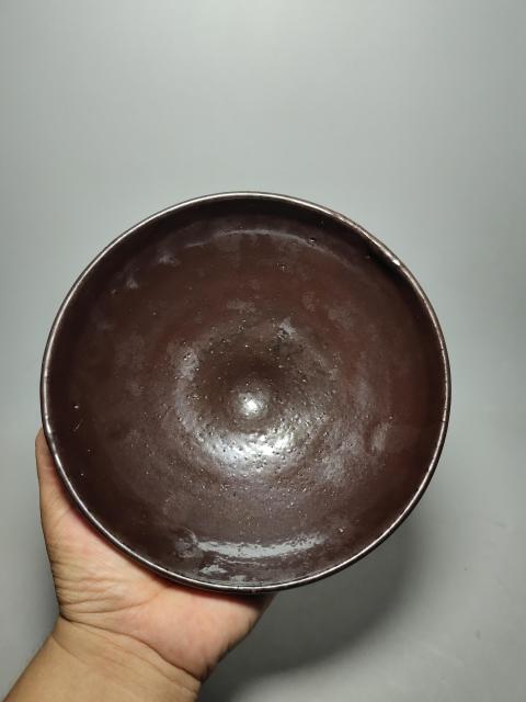 古玩陶瓷金元耀州窯醬紅釉大碗(墨書款)拍賣,當前價格3000元