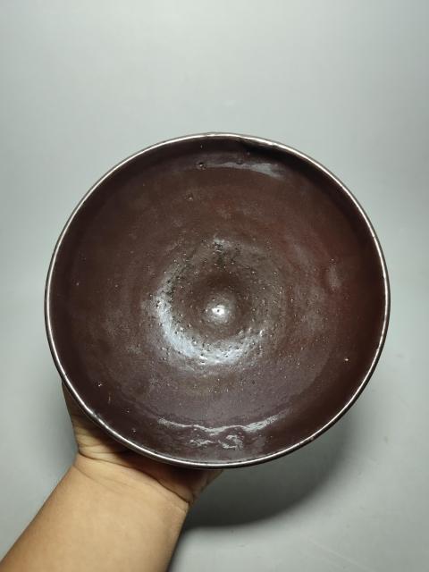 古玩陶瓷金元耀州窯醬紅釉大碗(墨書款)拍賣,當前價格3000元