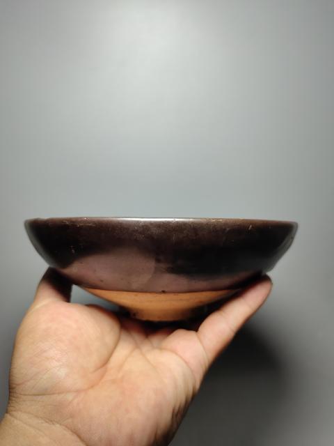 古玩陶瓷金元耀州窯醬紅釉大碗(墨書款)拍賣,當前價格3000元