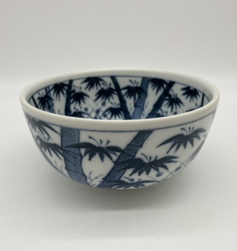 古玩陶瓷竹紋青花小碗拍賣,當前價格120元