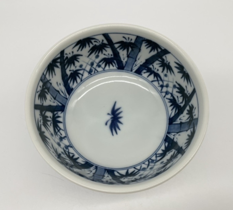 古玩陶瓷竹紋青花小碗拍賣,當前價格120元
