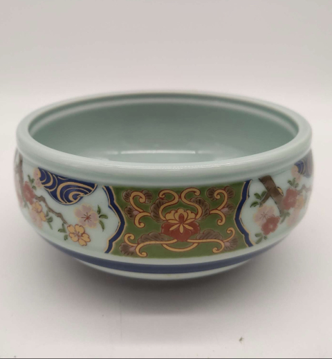 古玩陶瓷花卉青花紋彩繪碗拍賣,當前價格135元