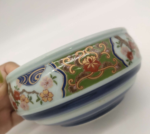 古玩陶瓷花卉青花紋彩繪碗拍賣,當前價格135元