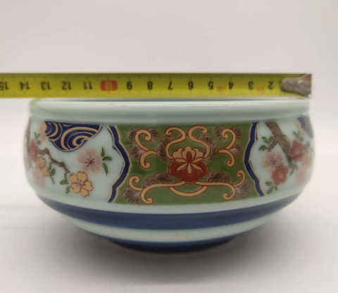 古玩陶瓷花卉青花紋彩繪碗拍賣,當前價格135元