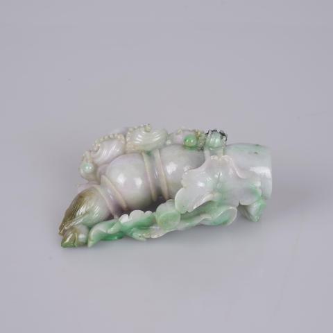 古玩玉器天然翡翠“荷塘蓮藕”大擺件拍賣，當前價格5600元