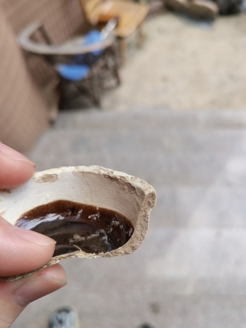 古玩陶瓷長沙窯印花白釉綠彩瓜棱粉盒標本拍賣，當前價格58元