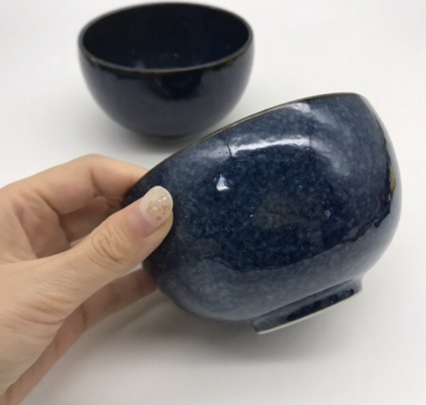 古玩陶瓷藍釉小碗拍賣，當前價格120元