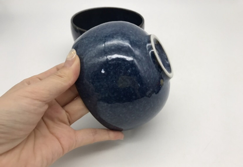 古玩陶瓷藍釉小碗拍賣，當前價格120元