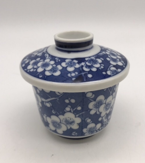 古玩陶瓷梅紋青花蓋杯拍賣,當前價格220元