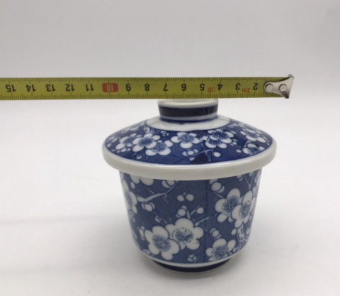 古玩陶瓷梅紋青花蓋杯拍賣,當前價格220元