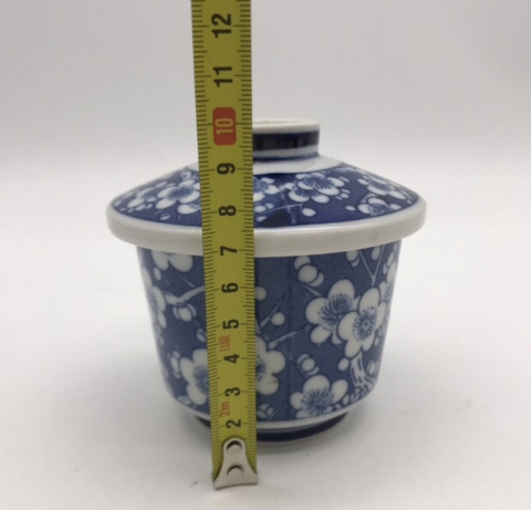 古玩陶瓷梅紋青花蓋杯拍賣,當前價格220元