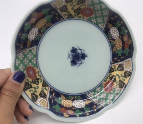 古玩陶瓷青花加彩描金盤拍賣，當(dāng)前價格150元