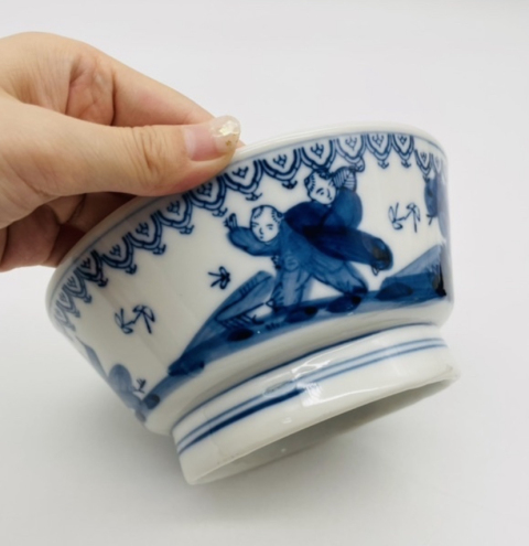 古玩陶瓷嬰戲紋青花小碗拍賣,當前價格198元