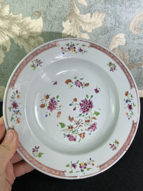 古玩陶瓷清雍正乾隆時期花卉紋粉彩深腹盤拍賣,當前價格1999元