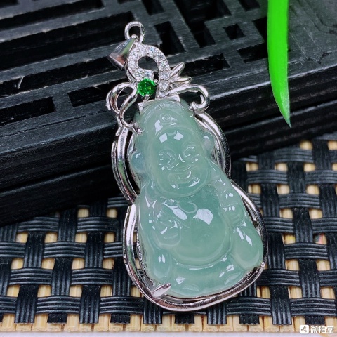 古玩玉器翡翠冰種財神掛墜拍賣,當前價格269元