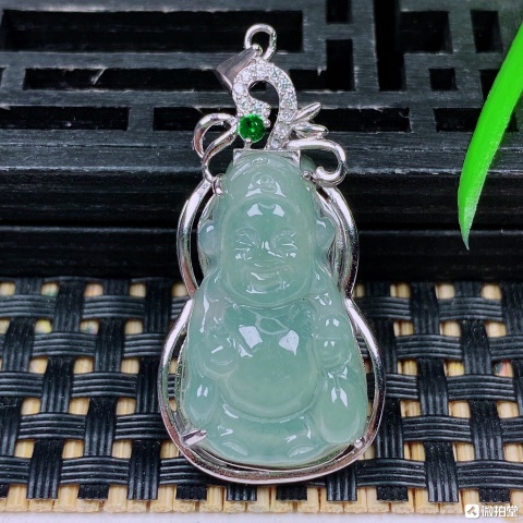 古玩玉器翡翠冰種財神掛墜拍賣,當前價格269元