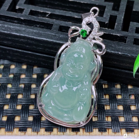 古玩玉器翡翠冰種財神掛墜拍賣,當前價格269元