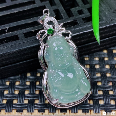 古玩玉器翡翠冰種財神掛墜拍賣,當前價格269元