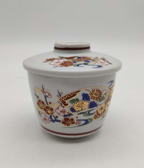 古玩陶瓷花卉紋彩繪描金蓋罐拍賣，當前價格220元