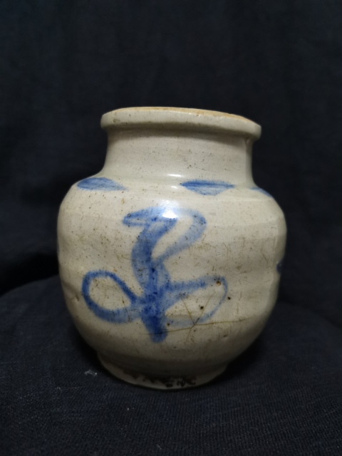 古玩陶瓷吉語紋青花罐拍賣,當前價格450元