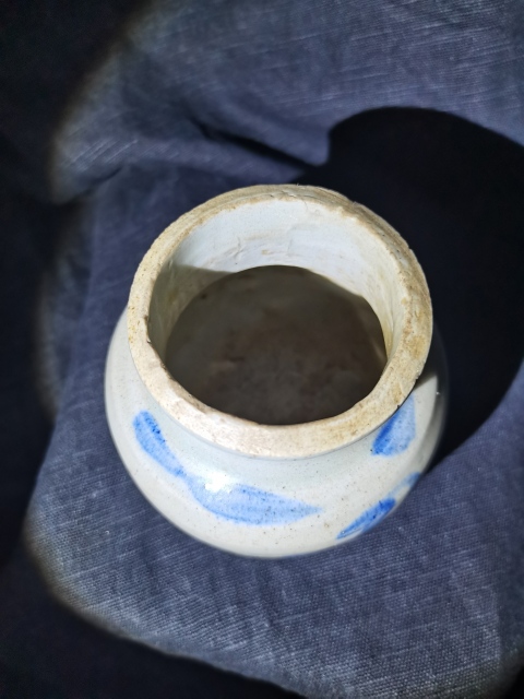 古玩陶瓷吉語紋青花罐拍賣,當前價格450元