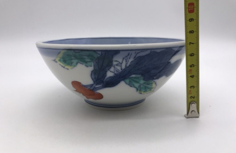 古玩陶瓷素菜紋青花加彩碗拍賣，當前價格260元