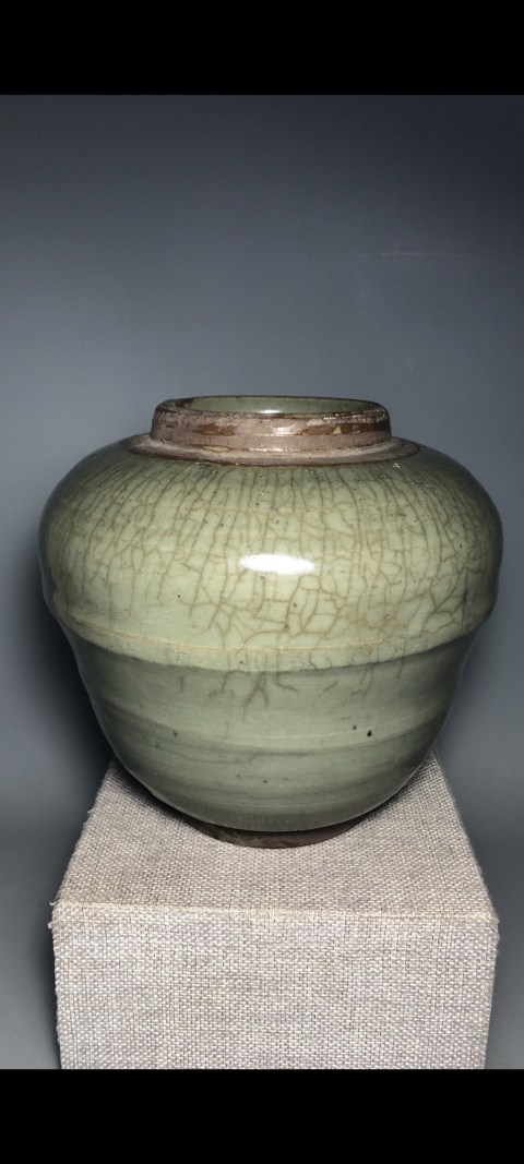 古玩陶瓷清早期?龍泉哥釉罐拍賣，當前價格240元