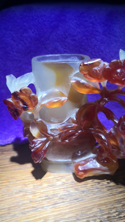 古玩玉器清末民初.俏色瑪瑙筆筒拍賣,當前價格3800元