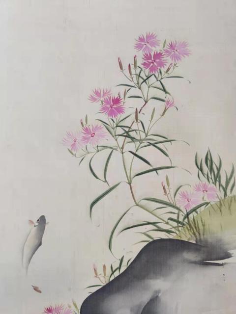 古玩字畫民國時期游魚戲水立軸拍賣,當前價格398元