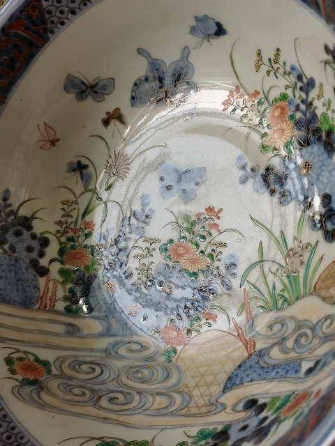 古玩陶瓷【極精美大碗】晚清民國青花五彩描金 香櫞大碗拍賣,當前價格1500元